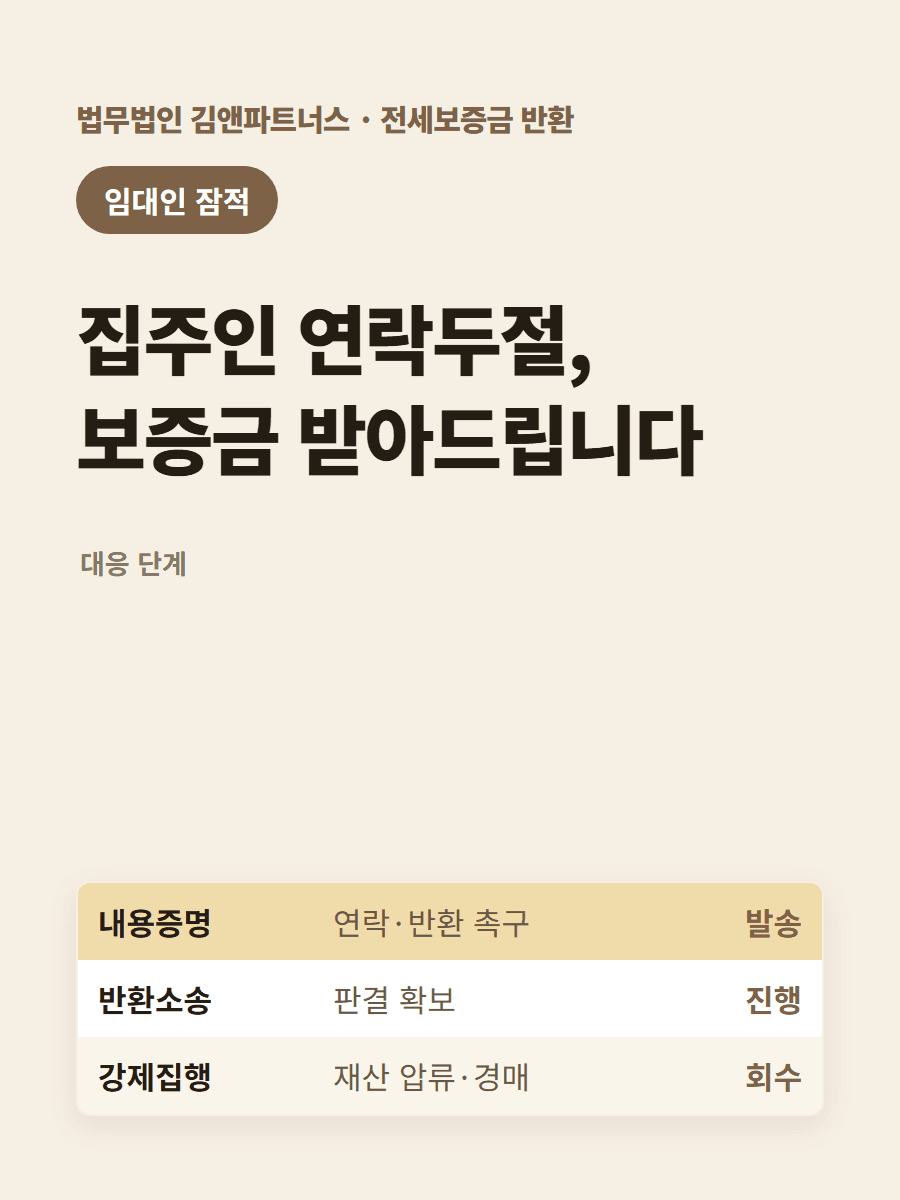 집주인 연락두절, 전세보증금 저희가 받아드립니다.